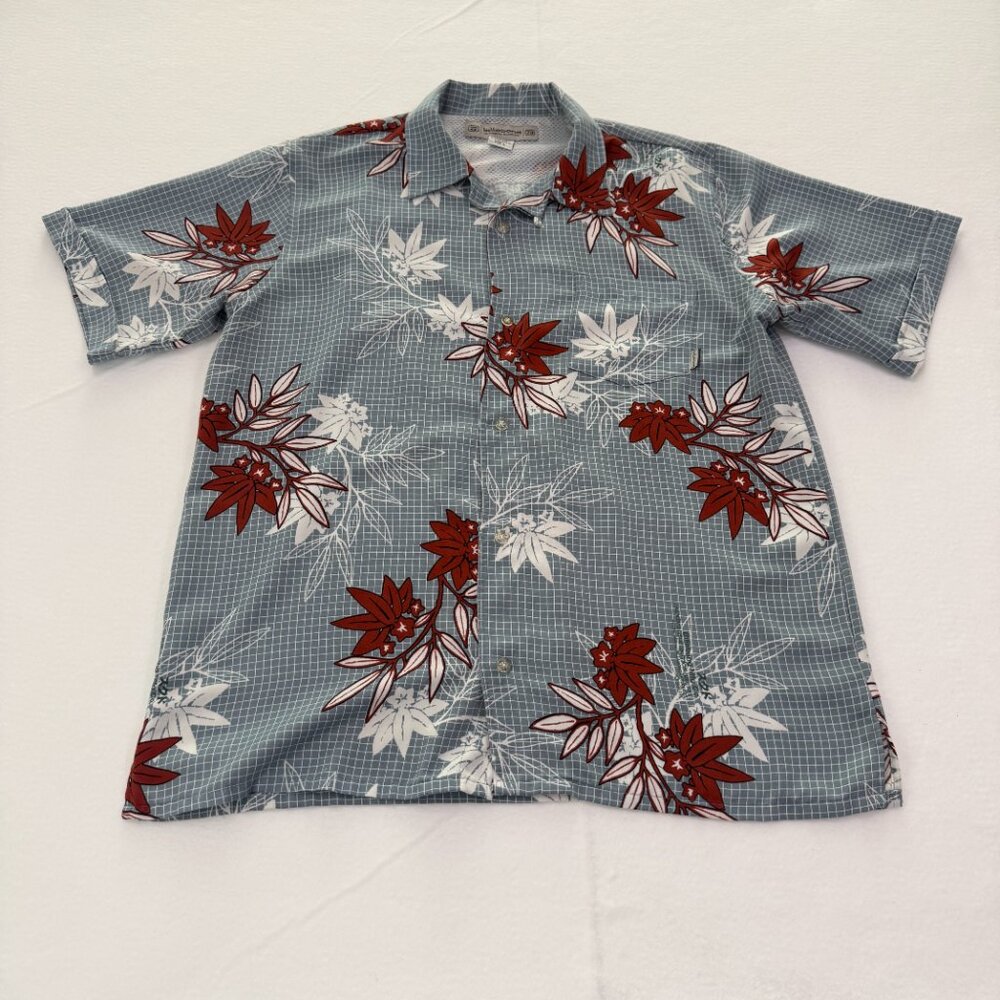 Vintage Billabong Mens Hawaiian Button Down Shirt Size Large Plaid Floral Casual
